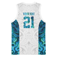 Custom New Zealand Aotearoa Basketball Jersey Maori Paua Shell Indigenous - Polynesian Pride