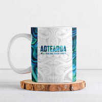 Custom New Zealand Aotearoa Ceramic Mug Maori Paua Shell Indigenous - Polynesian Pride
