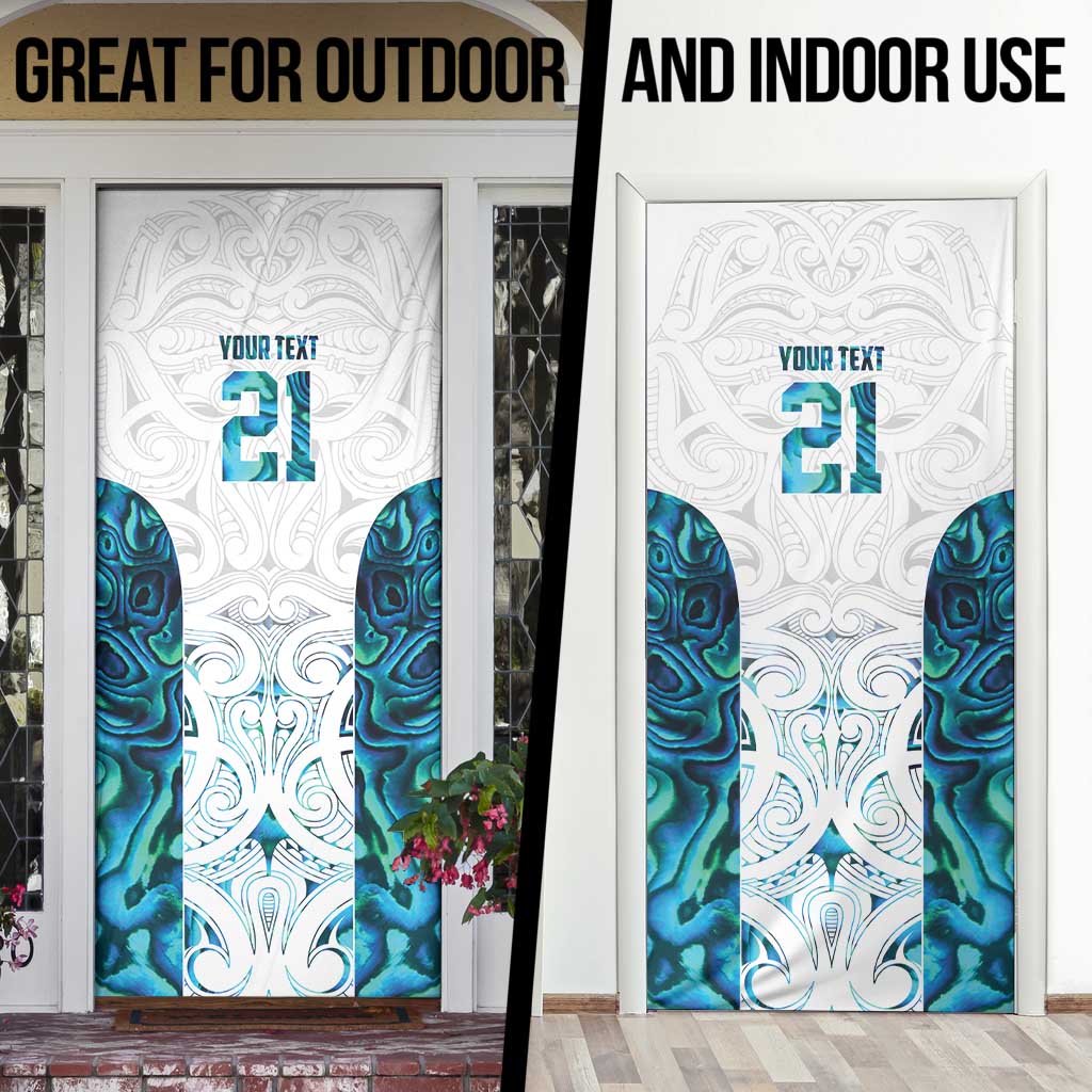 Custom New Zealand Aotearoa Door Cover Maori Paua Shell Indigenous - Polynesian Pride