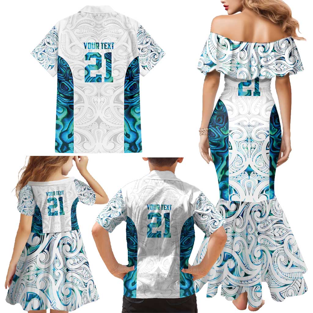 Custom New Zealand Aotearoa Family Matching Mermaid Dress and Hawaiian Shirt Maori Paua Shell Indigenous - Polynesian Pride