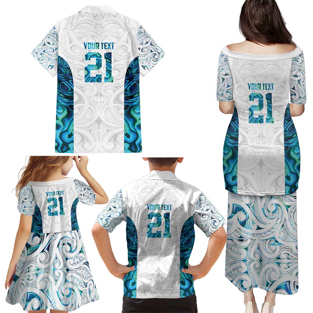 Custom New Zealand Aotearoa Family Matching Puletasi and Hawaiian Shirt Maori Paua Shell Indigenous - Polynesian Pride