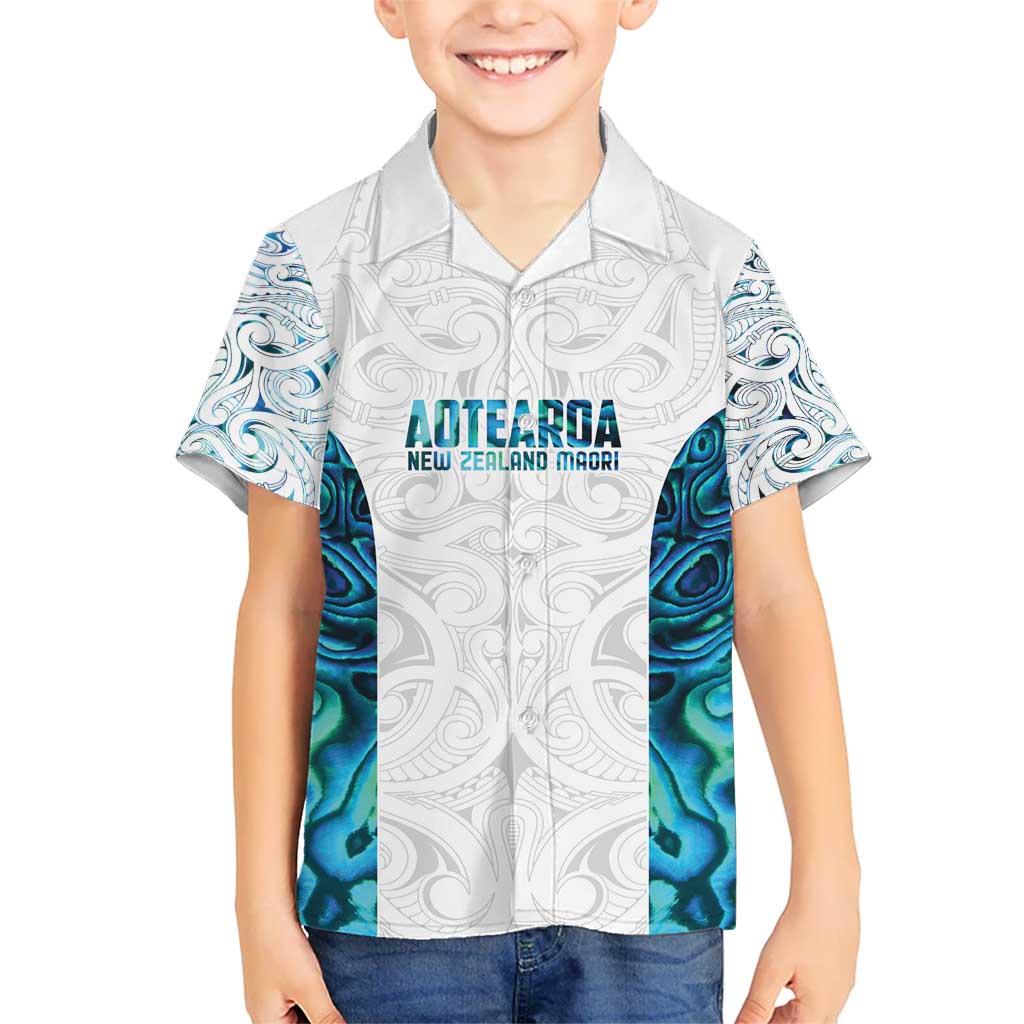 Custom New Zealand Aotearoa Kid Hawaiian Shirt Maori Paua Shell Indigenous - Polynesian Pride