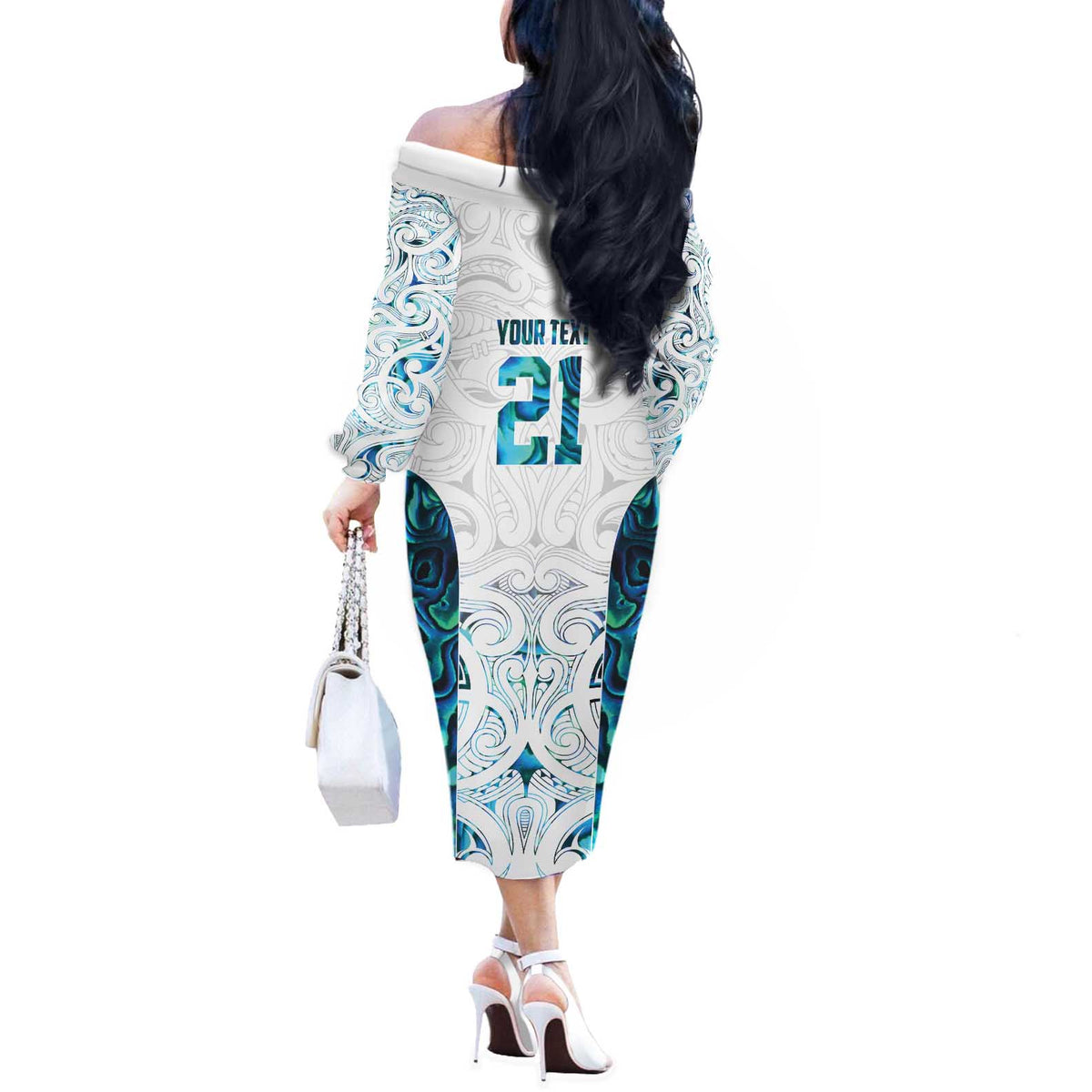 Custom New Zealand Aotearoa Off The Shoulder Long Sleeve Dress Maori Paua Shell Indigenous - Polynesian Pride