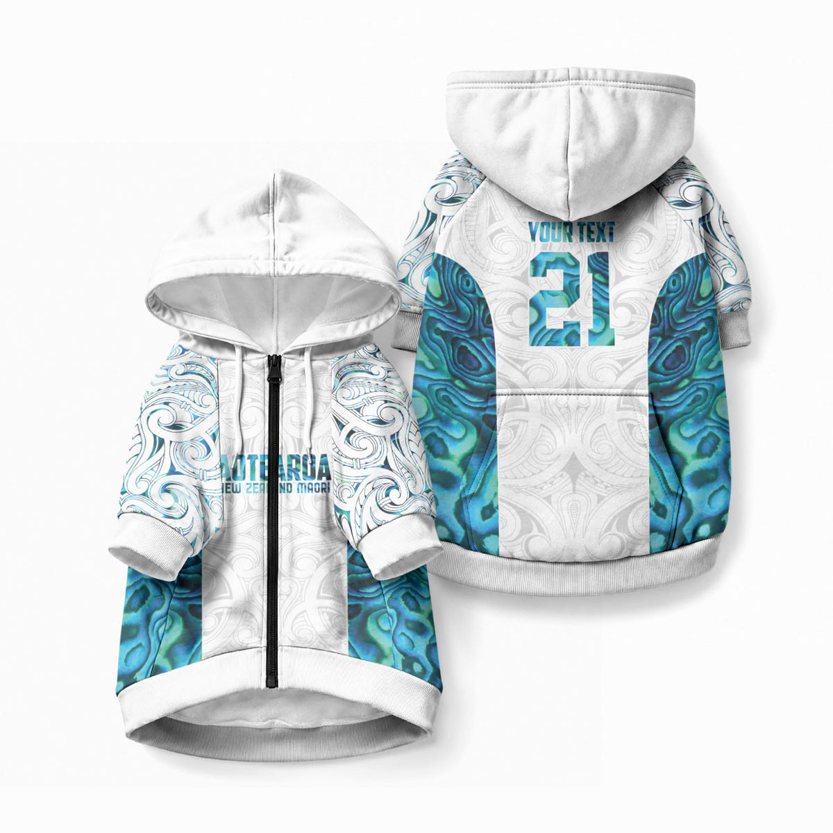 Custom New Zealand Aotearoa Pet Hoodie Maori Paua Shell Indigenous