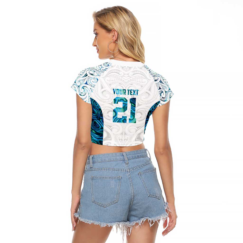 Custom New Zealand Aotearoa Raglan Cropped T Shirt Maori Paua Shell Indigenous - Polynesian Pride