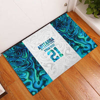 Custom New Zealand Aotearoa Rubber Doormat Maori Paua Shell Indigenous - Polynesian Pride