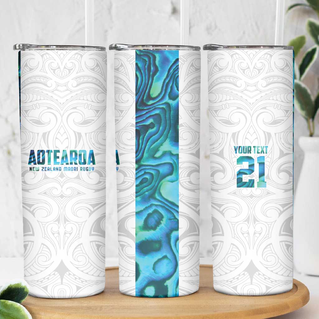 Custom New Zealand Aotearoa Skinny Tumbler Maori Paua Shell Indigenous - Polynesian Pride