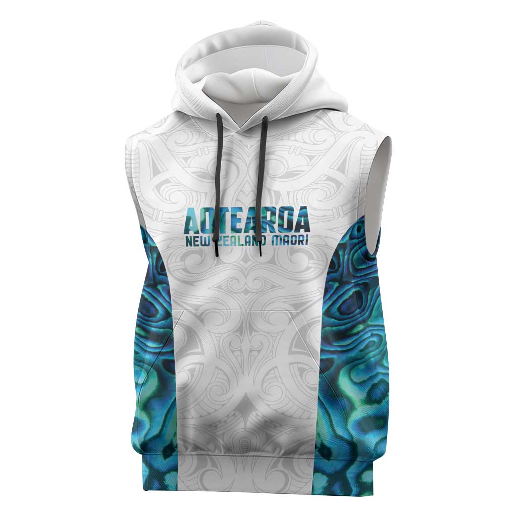 Custom New Zealand Aotearoa Sleeveless Hoodie Maori Paua Shell Indigenous - Polynesian Pride