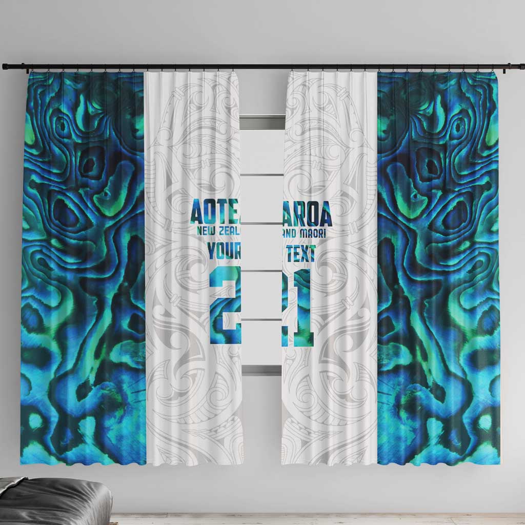 Custom New Zealand Aotearoa Window Curtain Maori Paua Shell Indigenous LT9 With Hooks Blue - Polynesian Pride