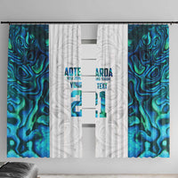 Custom New Zealand Aotearoa Window Curtain Maori Paua Shell Indigenous LT9 With Hooks Blue - Polynesian Pride