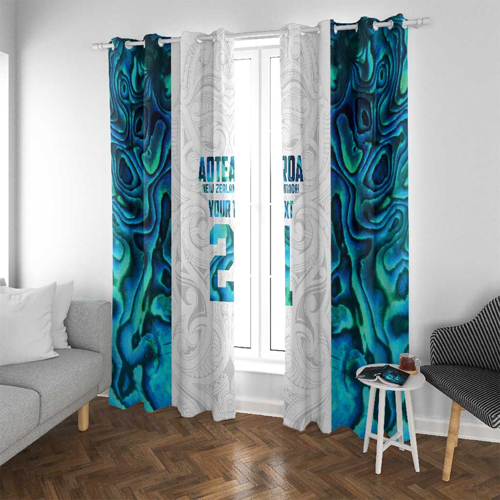 Custom New Zealand Aotearoa Window Curtain Maori Paua Shell Indigenous LT9 With Grommets Blue - Polynesian Pride