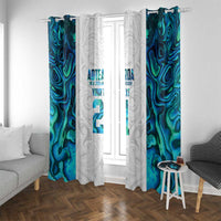 Custom New Zealand Aotearoa Window Curtain Maori Paua Shell Indigenous LT9 With Grommets Blue - Polynesian Pride