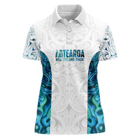 Custom New Zealand Aotearoa Women Polo Shirt Maori Paua Shell Indigenous - Polynesian Pride