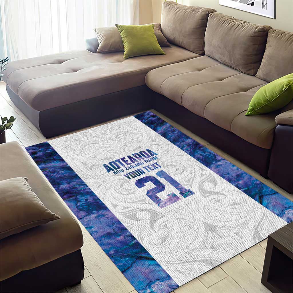 Custom New Zealand Aotearoa Area Rug Purple Maori Paua Shell Indigenous - Polynesian Pride