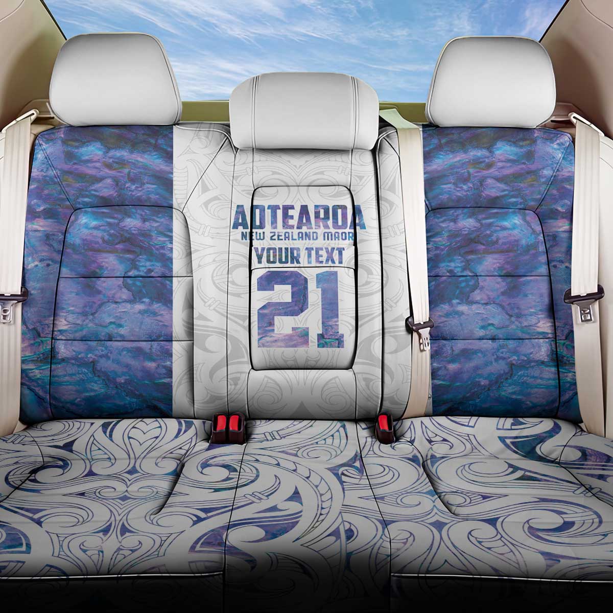 Custom New Zealand Aotearoa Back Car Seat Cover Purple Maori Paua Shell Indigenous - Polynesian Pride