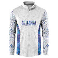 Custom New Zealand Aotearoa Button Sweatshirt Purple Maori Paua Shell Indigenous - Polynesian Pride