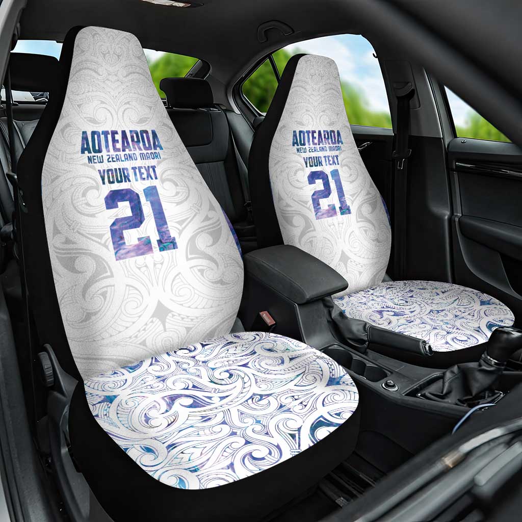 Custom New Zealand Aotearoa Car Seat Cover Purple Maori Paua Shell Indigenous - Polynesian Pride