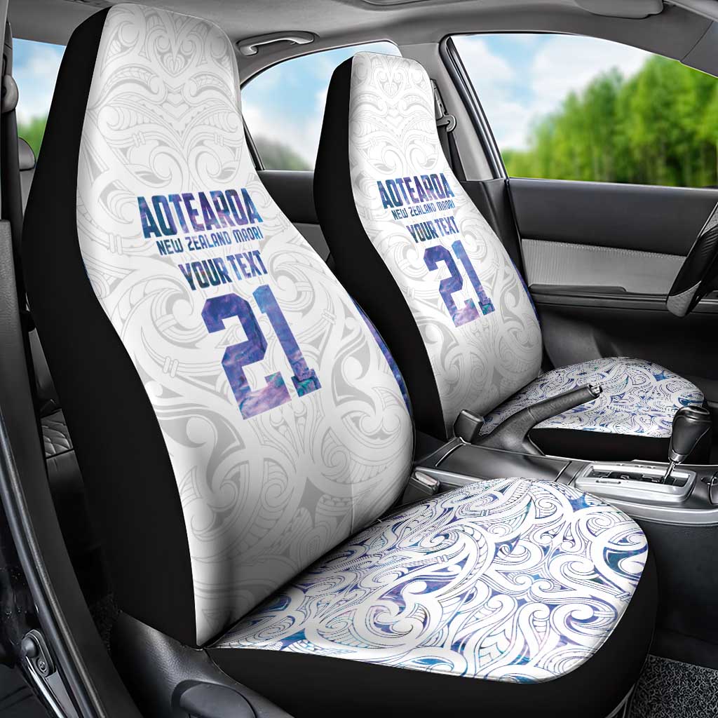 Custom New Zealand Aotearoa Car Seat Cover Purple Maori Paua Shell Indigenous - Polynesian Pride
