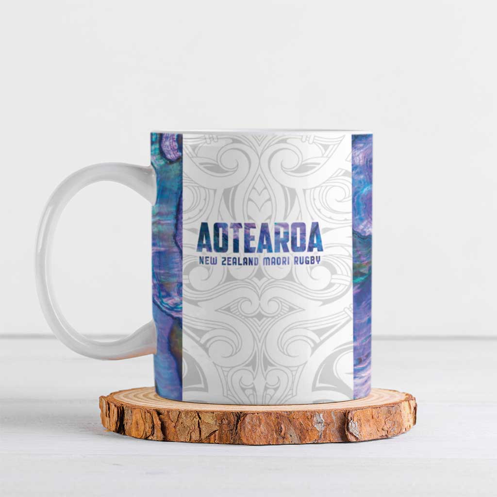 Custom New Zealand Aotearoa Ceramic Mug Purple Maori Paua Shell Indigenous - Polynesian Pride
