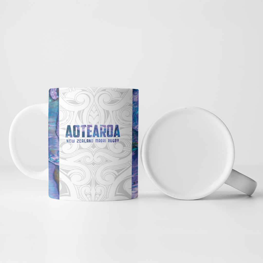 Custom New Zealand Aotearoa Ceramic Mug Purple Maori Paua Shell Indigenous - Polynesian Pride