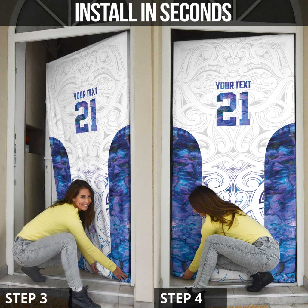 Custom New Zealand Aotearoa Door Cover Purple Maori Paua Shell Indigenous - Polynesian Pride