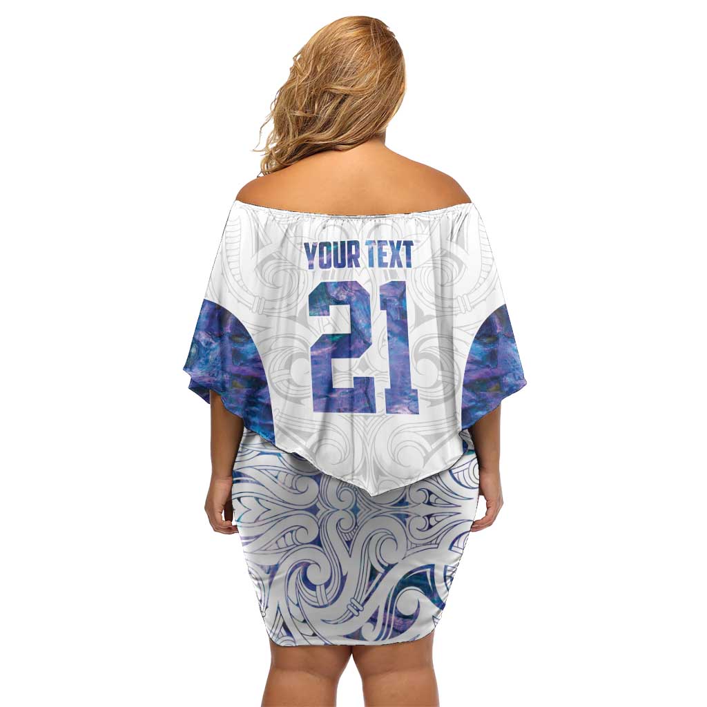 Custom New Zealand Aotearoa Family Matching Off Shoulder Short Dress and Hawaiian Shirt Purple Maori Paua Shell Indigenous LT9 - Polynesian Pride