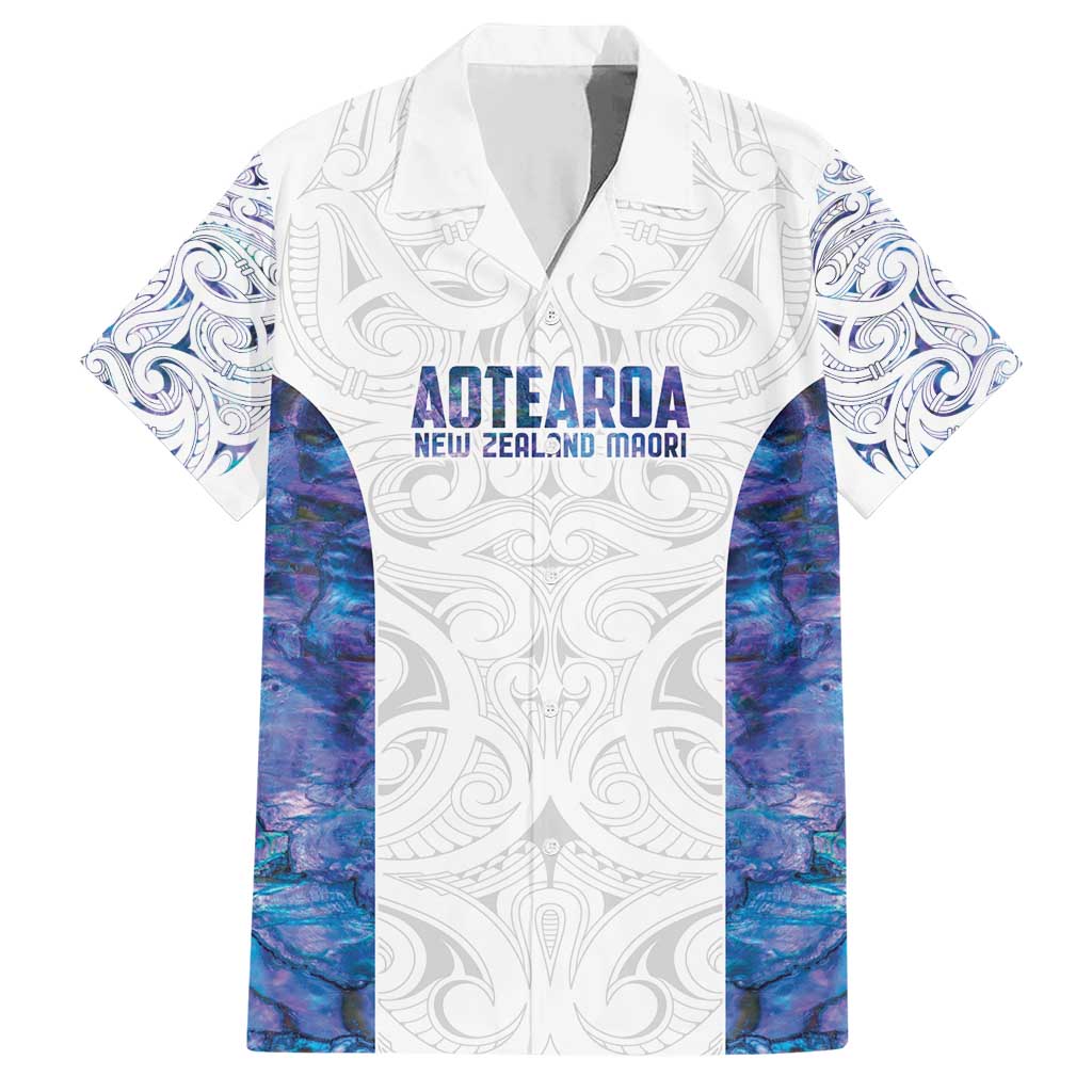 Custom New Zealand Aotearoa Family Matching Short Sleeve Bodycon Dress and Hawaiian Shirt Purple Maori Paua Shell Indigenous - Polynesian Pride