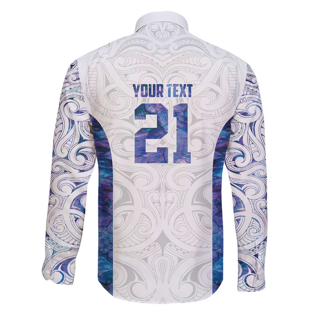 Custom New Zealand Aotearoa Family Matching Short Sleeve Bodycon Dress and Hawaiian Shirt Purple Maori Paua Shell Indigenous - Polynesian Pride