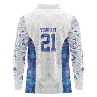 Custom New Zealand Aotearoa Long Sleeve Polo Shirt Purple Maori Paua Shell Indigenous LT9 - Polynesian Pride