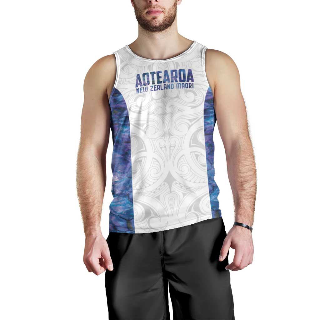 Custom New Zealand Aotearoa Men Tank Top Purple Maori Paua Shell Indigenous - Polynesian Pride