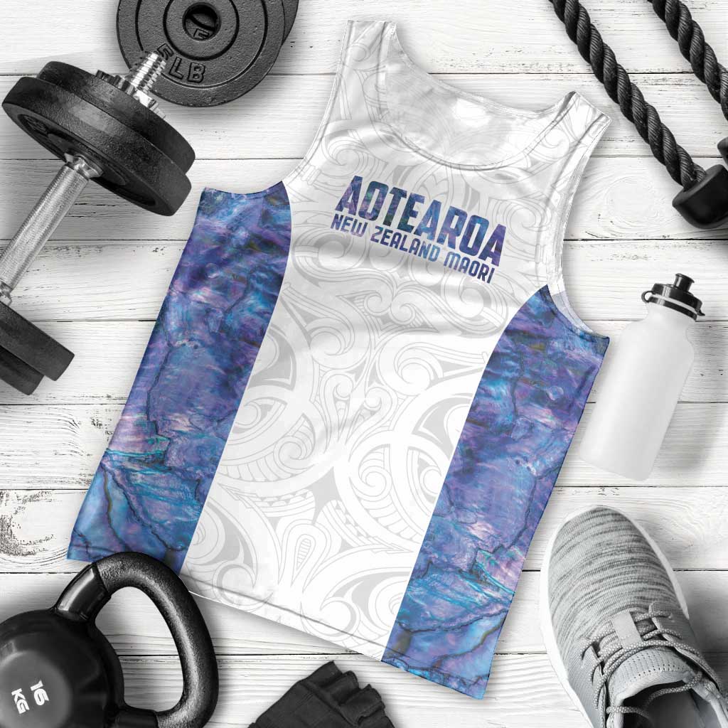 Custom New Zealand Aotearoa Men Tank Top Purple Maori Paua Shell Indigenous - Polynesian Pride
