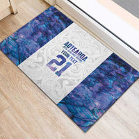 Custom New Zealand Aotearoa Rubber Doormat Purple Maori Paua Shell Indigenous - Polynesian Pride