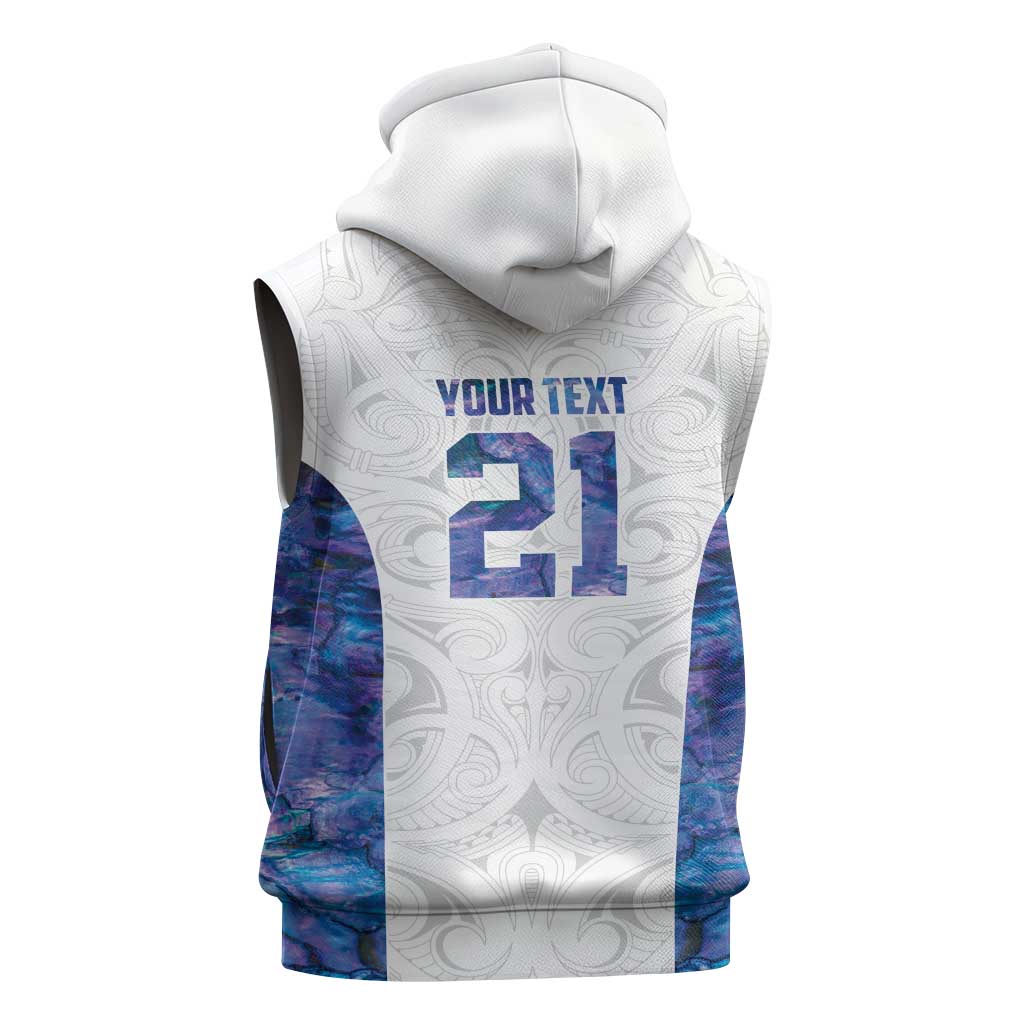 Custom New Zealand Aotearoa Sleeveless Hoodie Purple Maori Paua Shell Indigenous - Polynesian Pride