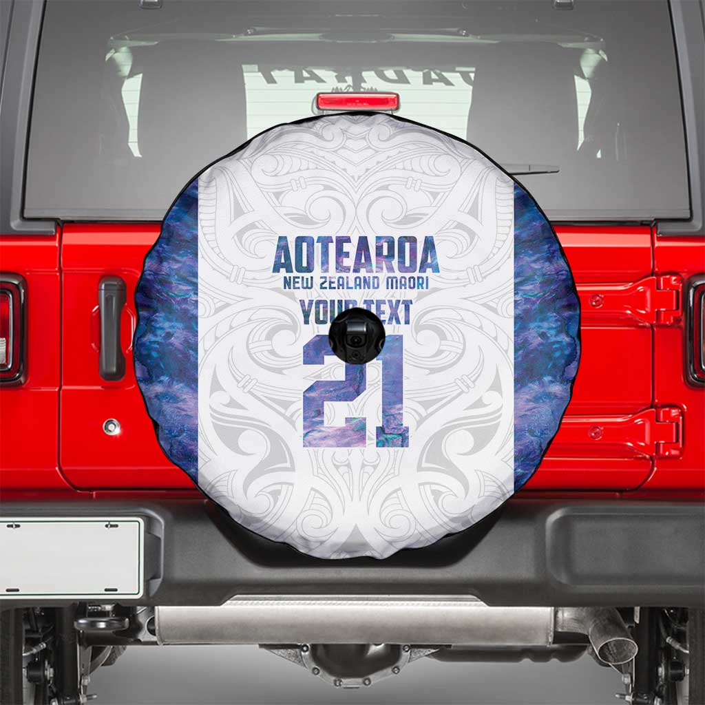 Custom New Zealand Aotearoa Spare Tire Cover Purple Maori Paua Shell Indigenous - Polynesian Pride