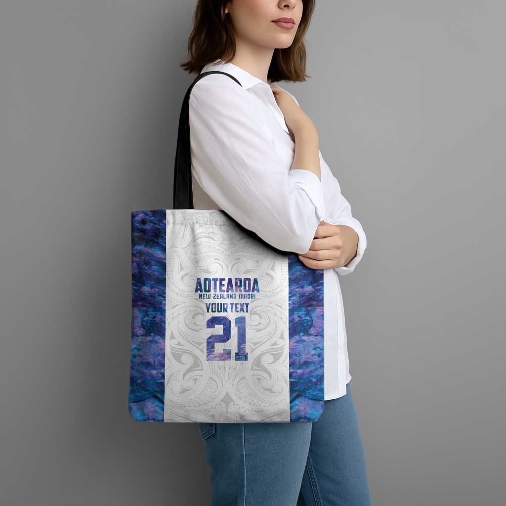 Custom New Zealand Aotearoa Tote Bag Purple Maori Paua Shell Indigenous - Polynesian Pride
