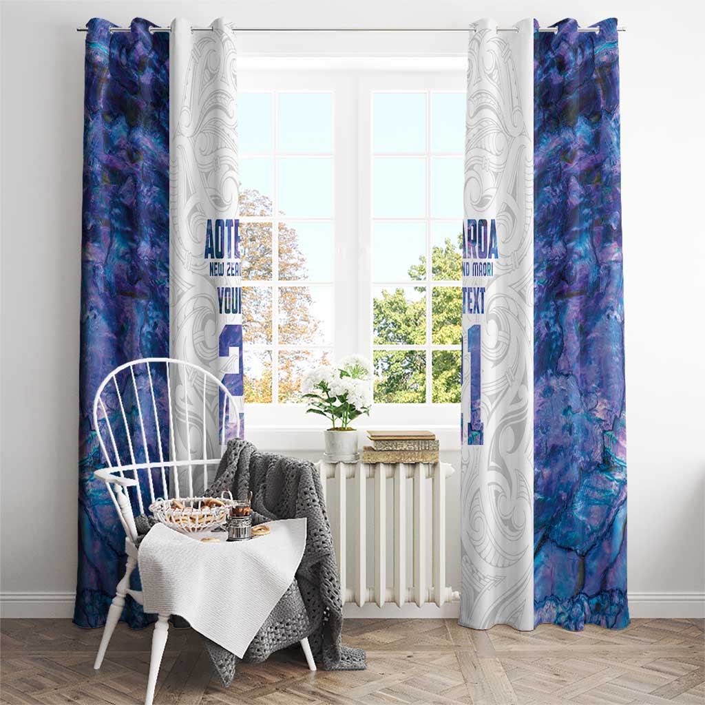 Custom New Zealand Aotearoa Window Curtain Purple Maori Paua Shell Indigenous - Polynesian Pride