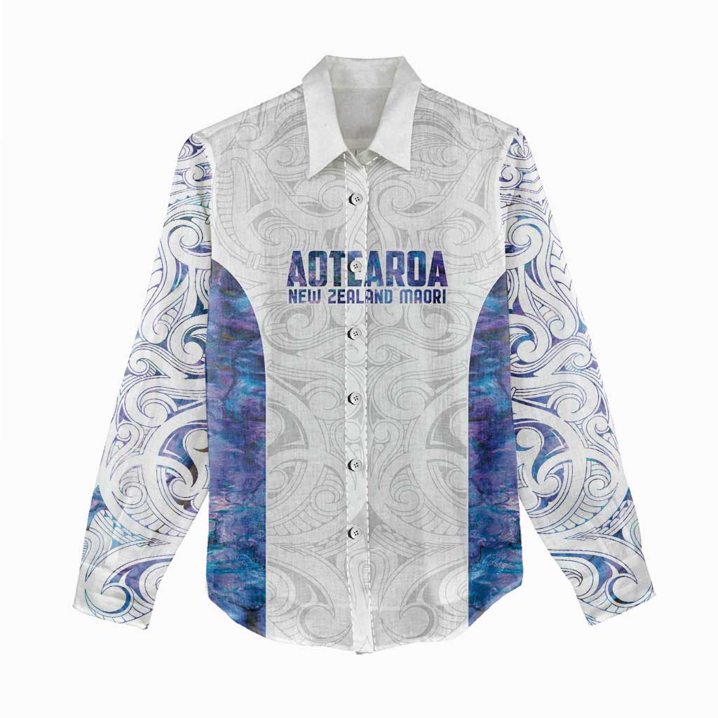 Custom New Zealand Aotearoa Women Casual Shirt Purple Maori Paua Shell Indigenous LT9 - Polynesian Pride