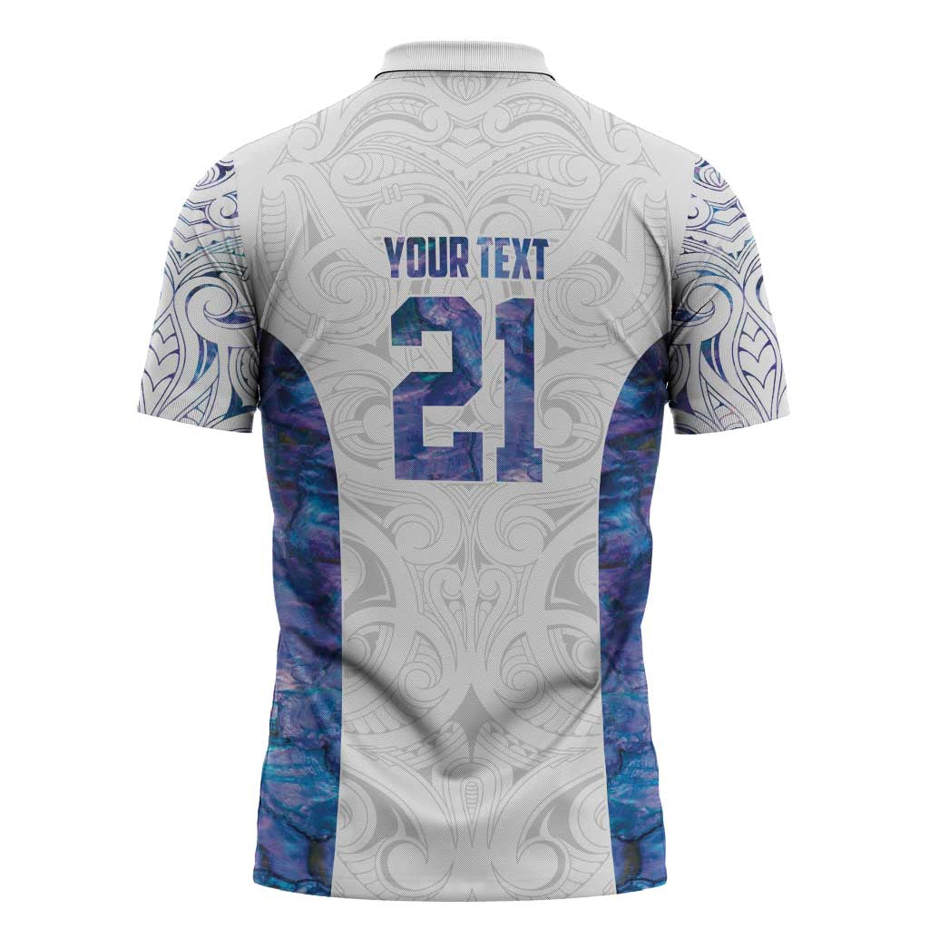 Custom New Zealand Aotearoa Zipper Polo Shirt Purple Maori Paua Shell Indigenous LT9 - Polynesian Pride