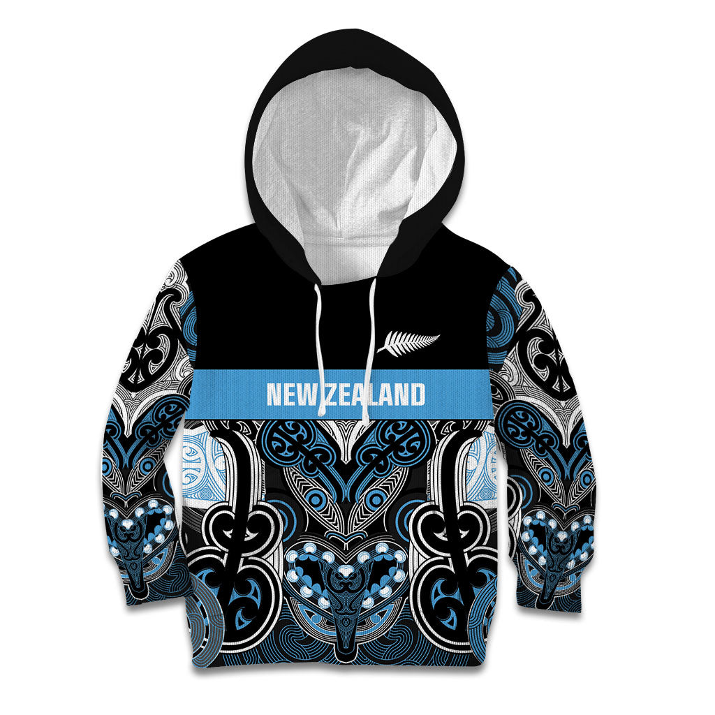 World Cricket Custom New Zealand Kid Hoodie Kia kaha nga Potae Pango LT9 Hoodie Black - Polynesian Pride