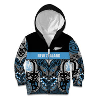 World Cricket Custom New Zealand Kid Hoodie Kia kaha nga Potae Pango LT9 Zip Hoodie Black - Polynesian Pride