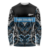 World Cricket Custom New Zealand Long Sleeve Shirt Kia kaha nga Potae Pango LT9 Unisex Black - Polynesian Pride