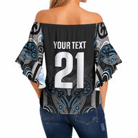World Cricket Custom New Zealand Off Shoulder Wrap Waist Top Kia kaha nga Potae Pango LT9 - Polynesian Pride