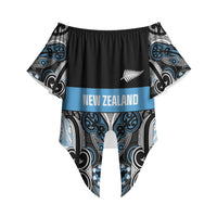 World Cricket Custom New Zealand Off Shoulder Wrap Waist Top Kia kaha nga Potae Pango LT9 - Polynesian Pride