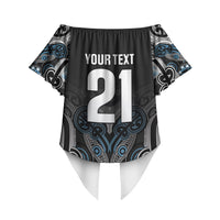 World Cricket Custom New Zealand Off Shoulder Wrap Waist Top Kia kaha nga Potae Pango LT9 - Polynesian Pride