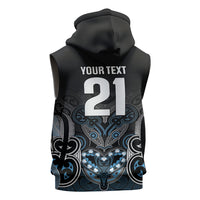 World Cricket Custom New Zealand Sleeveless Hoodie Kia kaha nga Potae Pango LT9 - Polynesian Pride