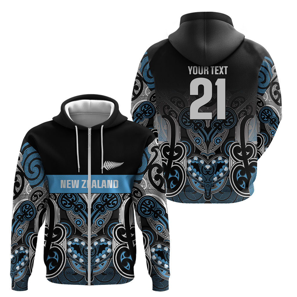 World Cricket Custom New Zealand Zip Hoodie Kia kaha nga Potae Pango LT9 - Polynesian Pride