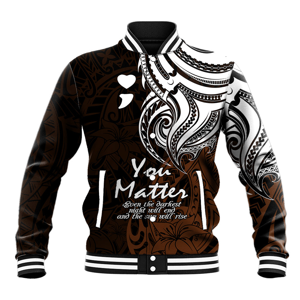 Your Matter Suicide Prevention Baseball Jacket Gold Polynesian Tribal LT9 Unisex Gold - Polynesian Pride