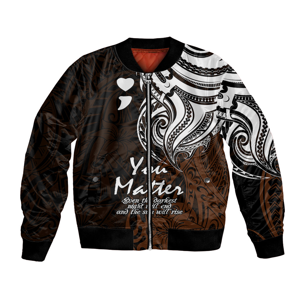 Your Matter Suicide Prevention Bomber Jacket Gold Polynesian Tribal LT9 Unisex Gold - Polynesian Pride