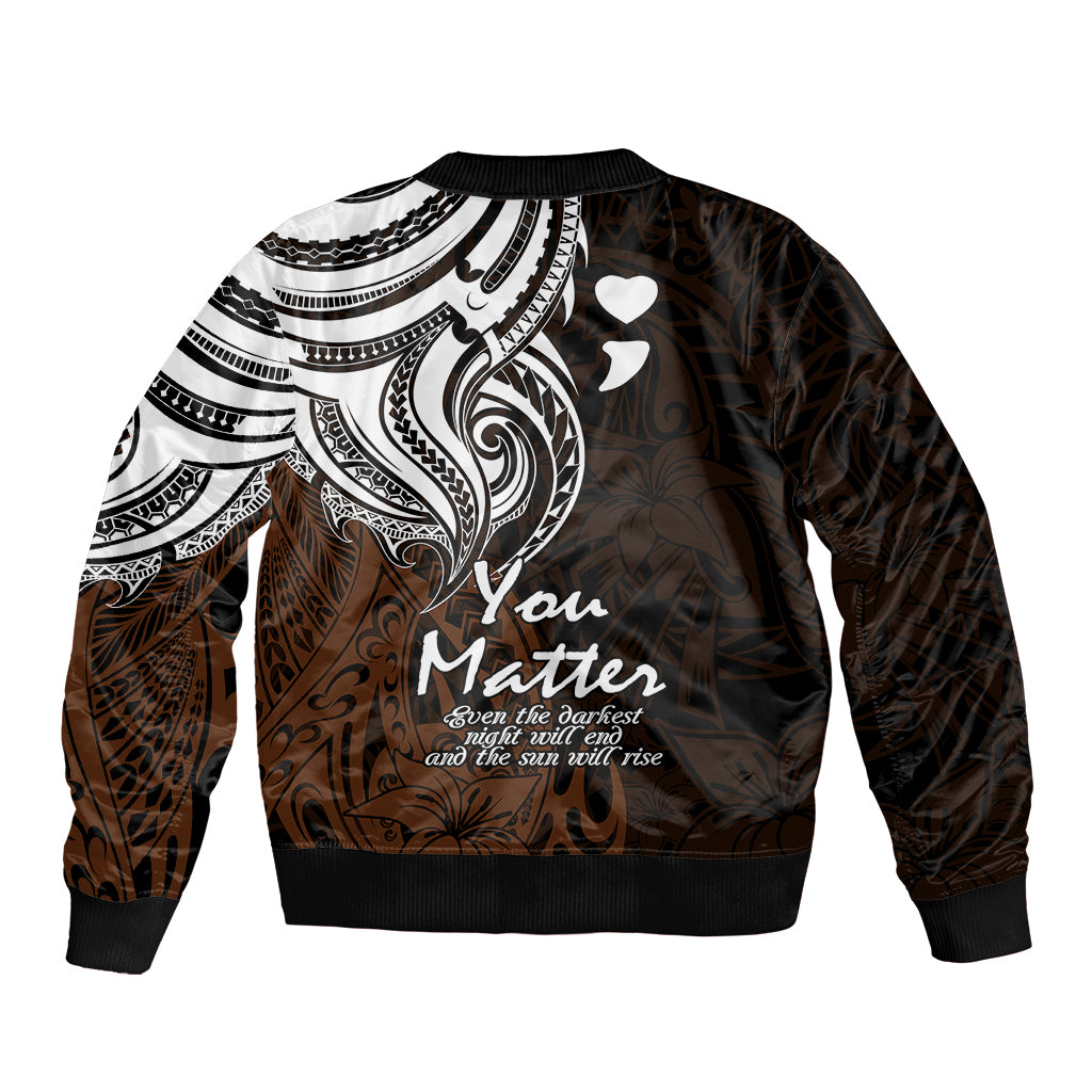 Your Matter Suicide Prevention Bomber Jacket Gold Polynesian Tribal LT9 - Polynesian Pride