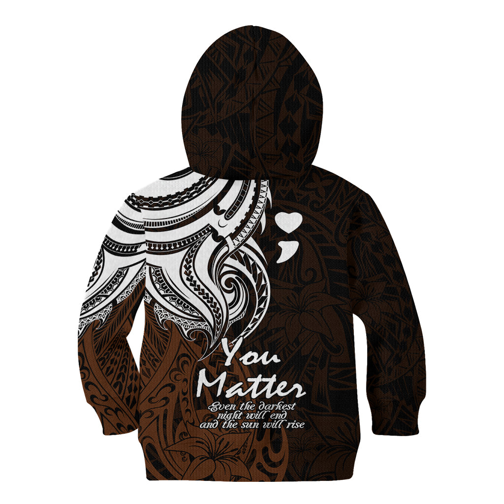 Your Matter Suicide Prevention Kid Hoodie Gold Polynesian Tribal LT9 - Polynesian Pride